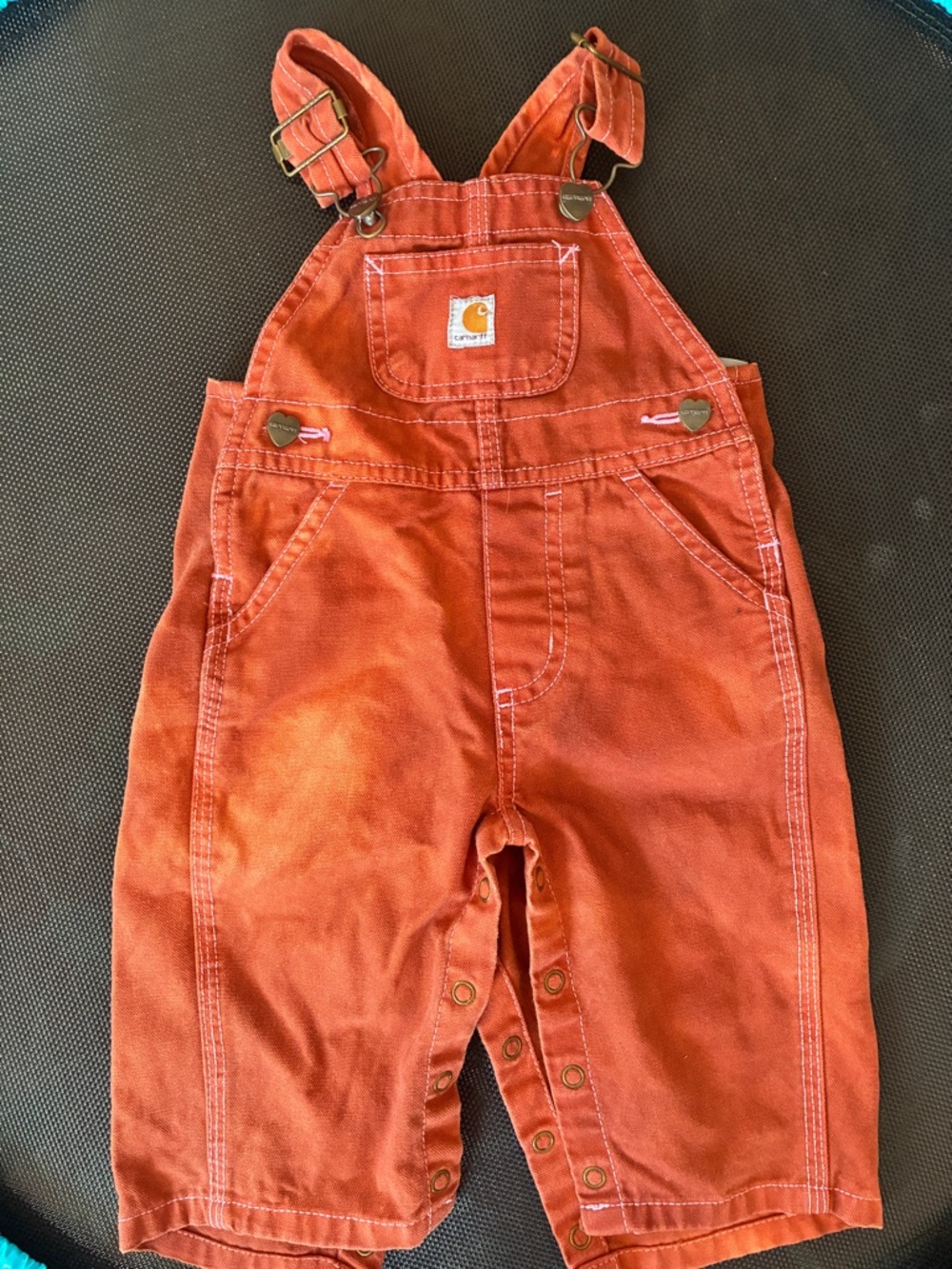 Carhartt Baby Girls Orange Duck Overalls